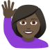 🙋🏿‍♀️ woman raising hand: dark skin tone display on JoyPixels